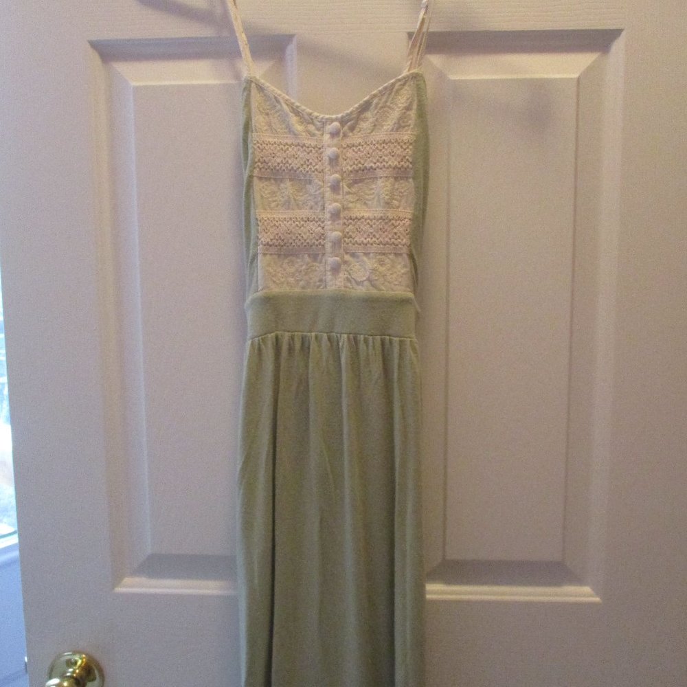 Women's Mint Green/White Spaghetti Strap Dress
